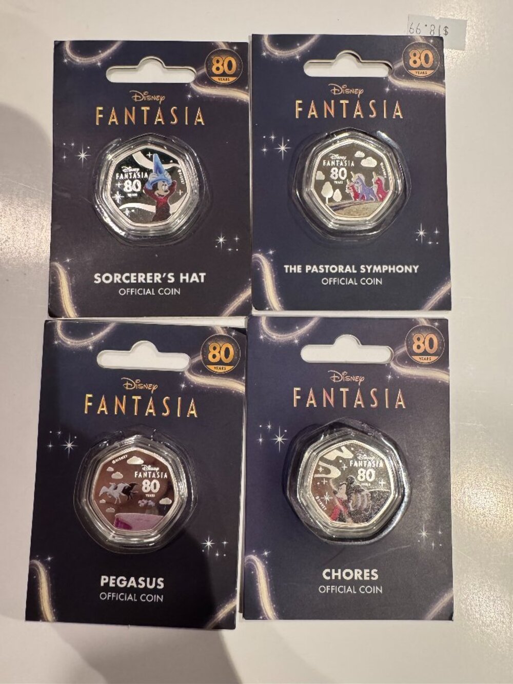 Lot of 4 Koin Club Disney Fantasia 80th anniversary coins